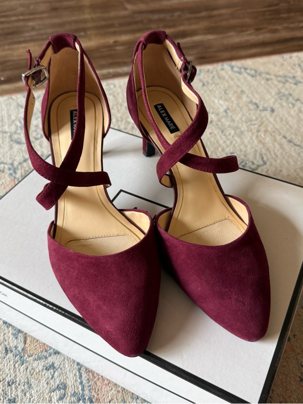 Alex Marie - Burgundy Pointed-Toe Suede Heels